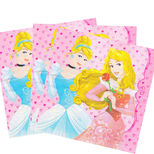 Servetele Party Printese Disney Rapunzel Aurora Cenusareasa Belle Frumoasa si Bestia 10 buc Party Petrecere 33x33 cm