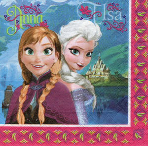 Set Servetele Party Frozen Regatul de Gheata 8 buc Regina Elsa Olaf si Printesa Ana 33x33 cm