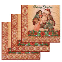 Încărcați imaginea în Galerie, Servetele Decorative de Masa cu Mos Craciun Pachet 20 Buc Vintage Merry Christmas 33x33 cm Cadouri Copii