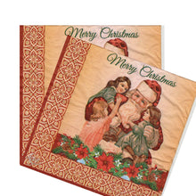 Încărcați imaginea în Galerie, Servetele Decorative de Masa cu Mos Craciun Pachet 20 Buc Vintage Merry Christmas 33x33 cm
