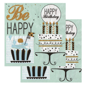 Servetele Decorative de Masa de Aniversare Pachet 20 Be Happy Birthday 33x33 cm petrecere
