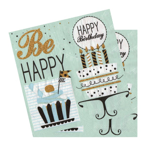 Servetele Decorative de Masa de Aniversare Pachet 20 Be Happy Birthday 33x33 cm