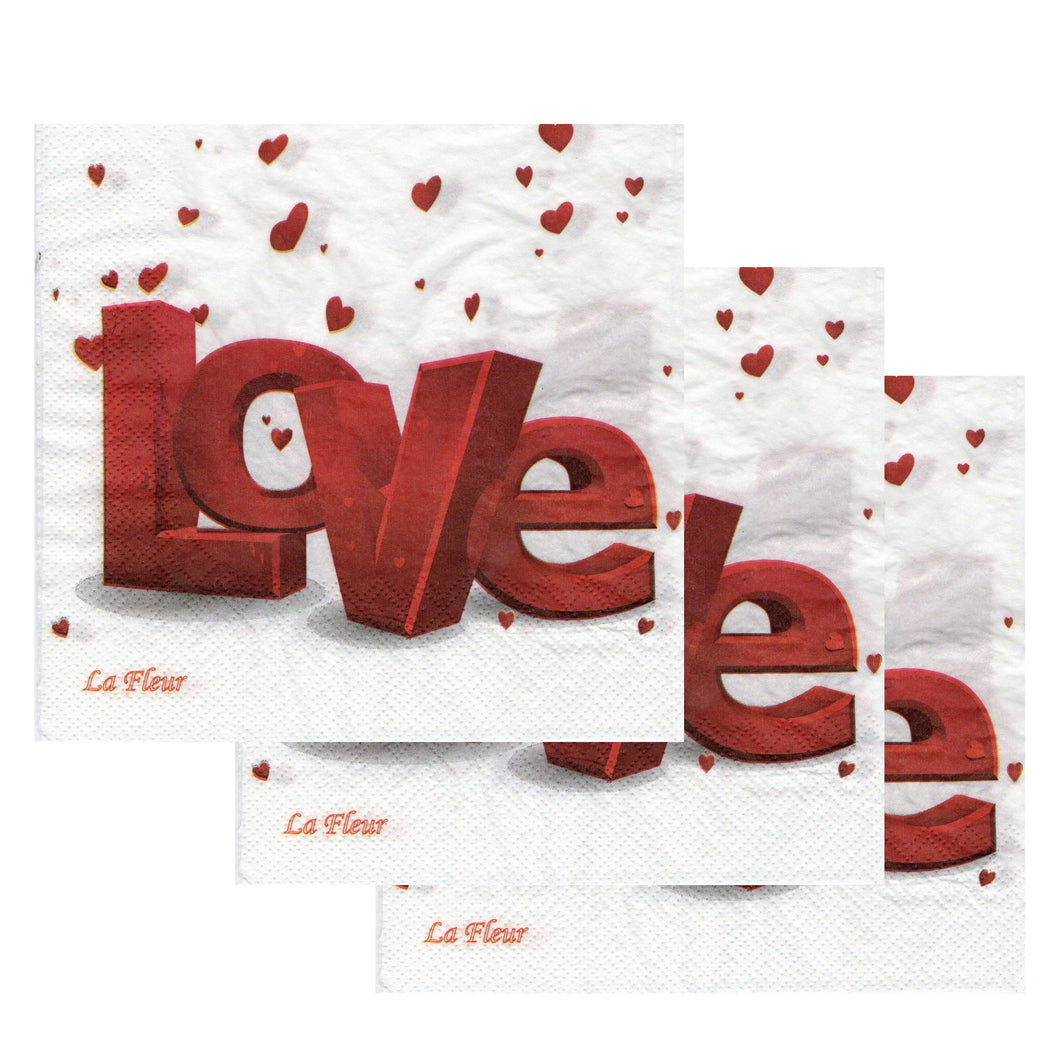 Servetele de Masa cu Dragoste Pachet 20 Buc Red Love 33x33 cm