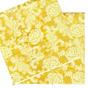 Servetele Decorative de Masa Vintagr Dantela Imprima Baroque Paisley Gold-Auriu Set 10 buc 33x33 cm