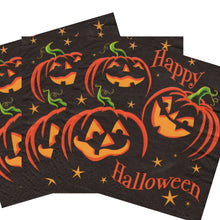 Încărcați imaginea în Galerie, Servetele Decorative de Masa cu Globuri de Halloween Pachet 16 Buc Dovleci Stilizati Portocalii 33x33 cm Inspaimantatori
