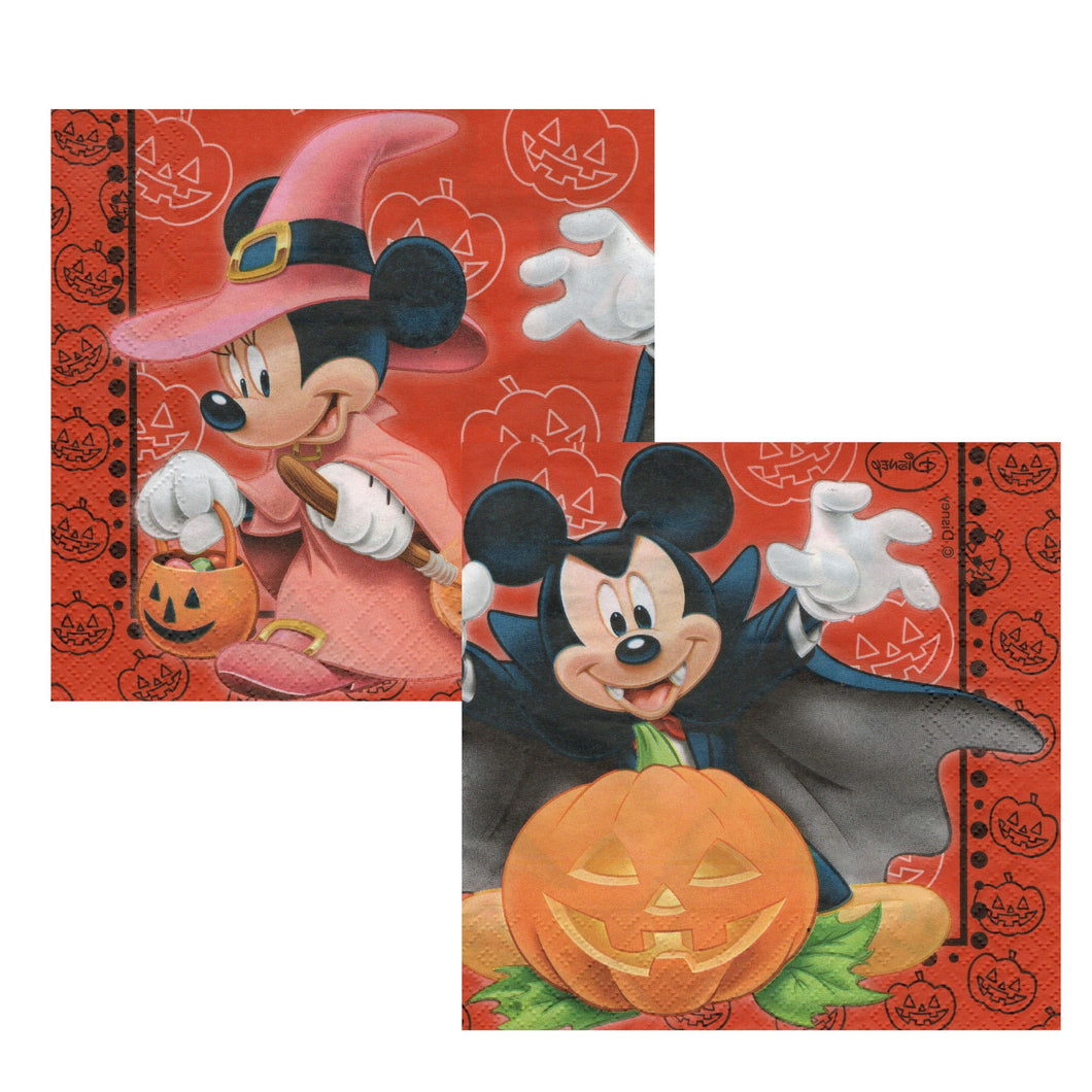 Servetele Decorative de Masa cu Globuri de Halloween Pachet 10 Buc Mickey si Minnie Mouse Sarbatoresc 33x33 cm