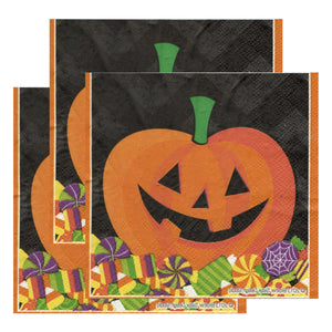 Servetele Decorative de Masa cu Globuri de Craciun Pachet 20 Buc Dovleci Hazlii Inspaimantatori cu Dulciuri 25x25 cm