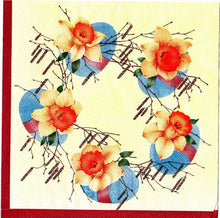 Încărcați imaginea în Galerie, Servetele Decorative de Masa cu Paste Pachet 10 Buc Narcise si Oua 33x33 cm