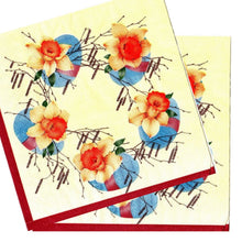 Încărcați imaginea în Galerie, Servetele Decorative de Masa cu Paste Pachet 10 Buc Narcise si Oua 33x33 cm