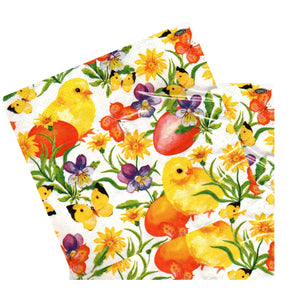 Servetele Decorative de Masa din Hartie Model cu Paste Pachet 10 Puiuti Fluturi si Oua 3x33 cm fericit