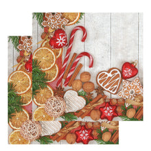 Încărcați imaginea în Galerie, Servetele Decorative de Masa cu Dulciuri Craciun Pachet 20 Buc Fructe Uscate si Turta Dulce 33x33 cm Iarna Sarbatori
