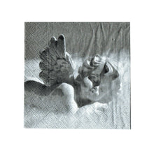 Încărcați imaginea în Galerie, Servetele de Masa Alb-Negru Vintage Pachet 10 Buc Micul Inger Somnoros de Piatra 25x25 cm
