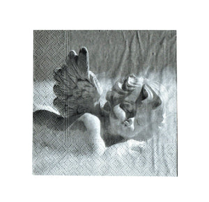 Servetele de Masa Alb-Negru Vintage Pachet 10 Buc Micul Inger Somnoros de Piatra 25x25 cm