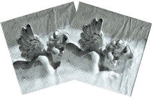 Încărcați imaginea în Galerie, Servetele de Masa Alb-Negru Vintage Pachet 10 Buc Micul Inger Somnoros de Piatra 25x25 cm