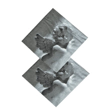 Încărcați imaginea în Galerie, Servetele de Masa Alb-Negru Vintage Pachet 10 Buc Micul Inger Somnoros de Piatra 25x25 cm