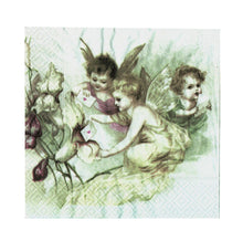 Încărcați imaginea în Galerie, Servetele de Masa Alb-Negru Vintage Pachet 10 Buc Ingeri ce Aduc Scrisori 33x33 cm