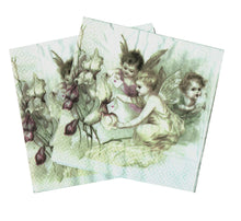Încărcați imaginea în Galerie, Servetele de Masa Alb-Negru Vintage Pachet 10 Buc Ingeri ce Aduc Scrisori 33x33 cm