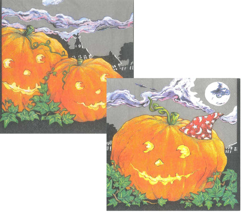 Servetele Decorative de Masa cu Halloween Pachet 10 Buc Dovleci Happy Zambitori 33x33 cm