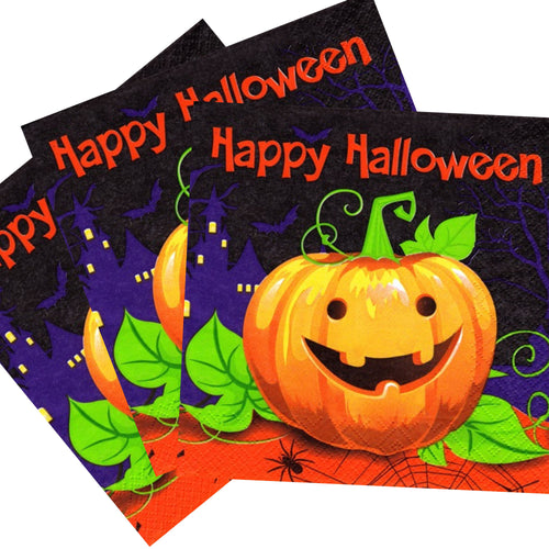 Servetele de Masa cu Halloween Pachet 8 Buc Dovlecel si Little Sider 33x33 cm