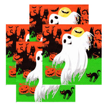 Încărcați imaginea în Galerie, Servetele de Masa cu Halloween Pachet 8 Buc Pisica Neagra si Fantomita Alba 33x33 cm