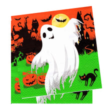 Încărcați imaginea în Galerie, Servetele de Masa cu Halloween Pachet 8 Buc Pisica Neagra si Fantomita Alba 33x33 cm