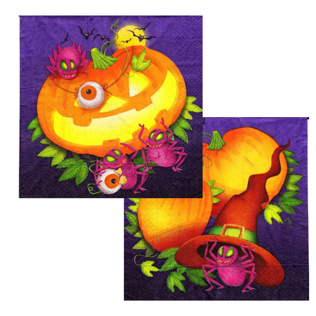 Servetele Decorative de Masa cu Halloween Pachet 10 Buc Funny Pumpkins Dovlecei Distractivi 33x33 cm