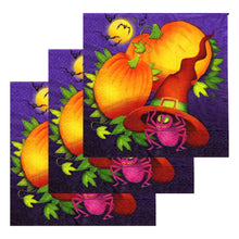 Încărcați imaginea în Galerie, Servetele Decorative de Masa cu Halloween Pachet 10 Buc Funny Pumpkins Dovlecei Distractivi 33x33 cm Spider