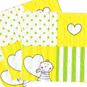 Servetele Decorative de Masa pentru Botez Pachet 8 Buc Be Happy Baby Boy Baietel 33x33 cm Dragoste Love