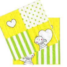 Încărcați imaginea în Galerie, Servetele Decorative de Masa pentru Botez Pachet 8 Buc Be Happy Baby Boy Baietel 33x33 cm Inima