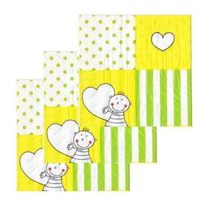 Servetele Decorative de Masa pentru Botez Pachet 8 Buc Be Happy Baby Boy Baietel 33x33 cm Aniversare patrecerei