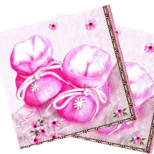 Servetele de Masa de Botez Pachet 10 Buc Botosei Roz pentru Fetita Mea 33x33 cm