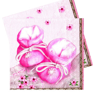 Servetele de Masa de Botez Pachet 10 Buc Botosei Roz pentru Fetita Mea 33x33 cm