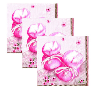 Servetele de Masa de Botez Pachet 10 Buc Botosei Roz pentru Fetita Mea 33x33 cm