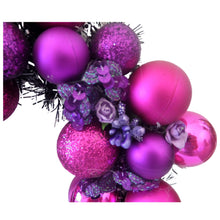 Încărcați imaginea în Galerie, Coronita Advent de Masa Agatat Usa Craciun Mov-Fuchsia cu Roz-Ticlam 25 cm