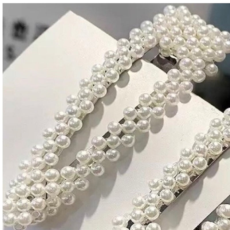 Agrafa Clama de Par cu Perle Accesoriu Mireasa Triunghi Alb Mat