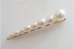 Agrafa Clama de Par cu Perle Aurie Accesoriu Mireasa Alba Mat