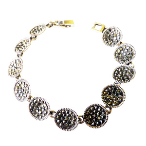 Bratara cu Marcasite Sticla Cristale Argint Tibetan Vintage Rotund Platou