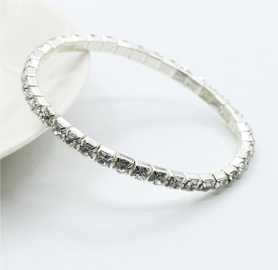 Bratara de Mireasa cu Strasuri Rhinestone si Cristale Argintie 1 Sirag