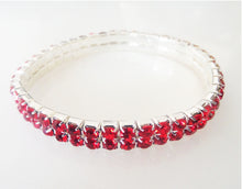 Încărcați imaginea în Galerie, Bratara de Mireasa cu Strasuri Rhinestone Cristale Rosii 2 Siraguri Nunta