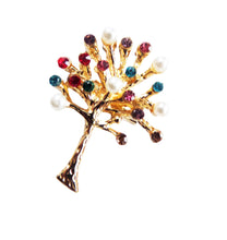 Încărcați imaginea în Galerie, Bjuterie Cadou Femei Doamne Primavara 1 8 Martie Brosa cu Cristale Strasuri Multicolore Copacul Vietii cu Perle
