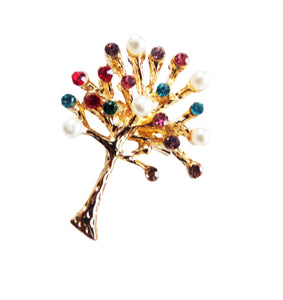 Bjuterie Cadou Femei Doamne Primavara 1 8 Martie Brosa cu Cristale Strasuri Multicolore Copacul Vietii cu Perle