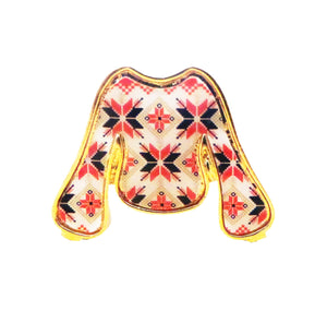 Brosa Martisor cu Motive Traditionale Bluza Ie de Costum Popular Rosu-Negru Cadou 1 sau 8 Martie