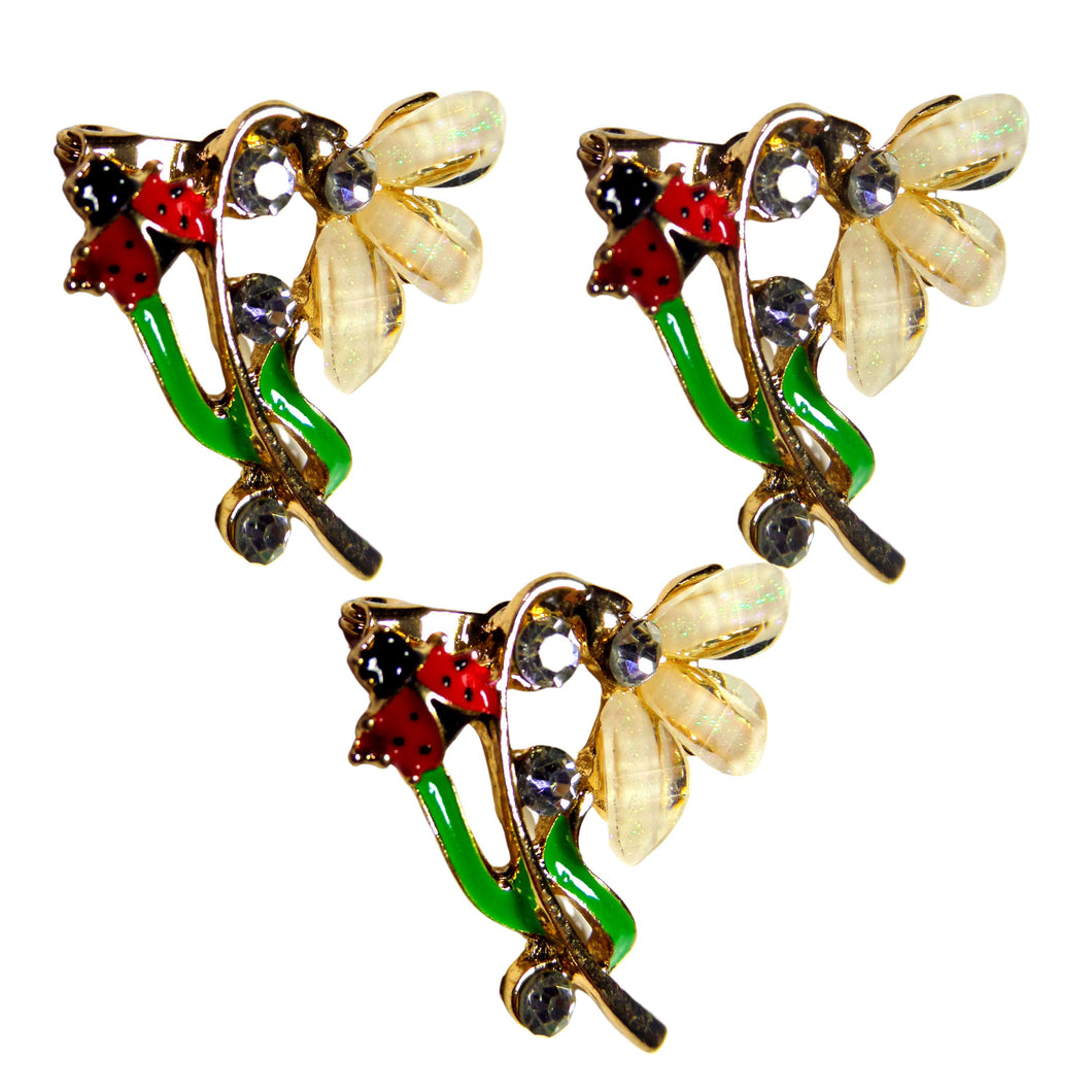 Bjuterie Cadou Femei Doamne Primavara 1 8 Martie Brosa Martisor cu Cristale Strasuri Ghiocel cu Buburuza pe Frunza Martisor