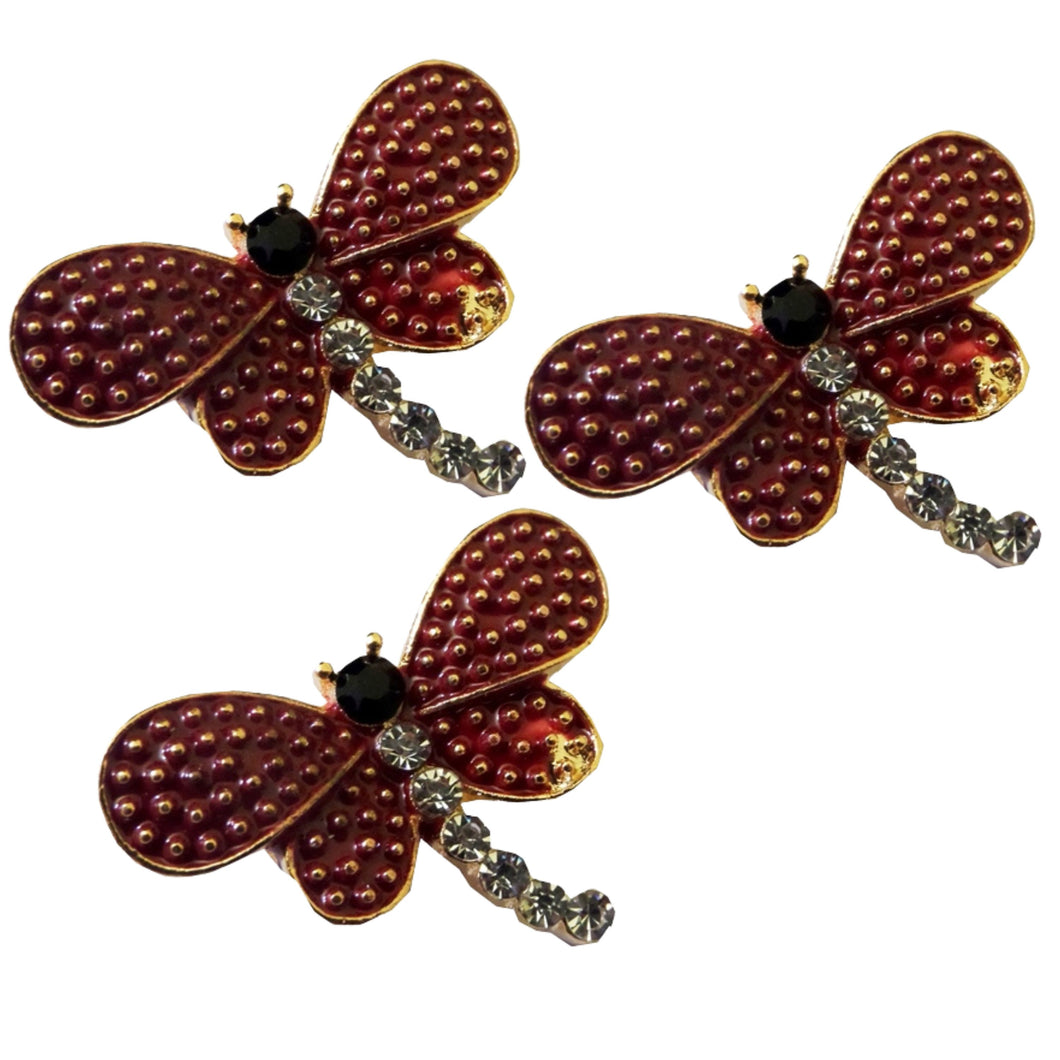 Bijuterie Cadou Femei Doamne Primavara 1 8 Martie Brosa cu Cristale Strasuri Transparente Libelula Martisor Rosie-Visinie