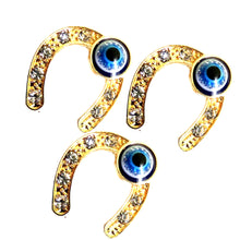 Încărcați imaginea în Galerie, Brosa Martisor cu Strasuri Transparente Potcoava Evil Eye Ochiul lui Horus Cadou Doamne Femei 1 8 martie