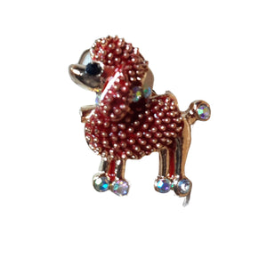 Brosa Martisor Rosie cu Strasuri Transparente Catelus Bichon 1 8 Martie Primavara