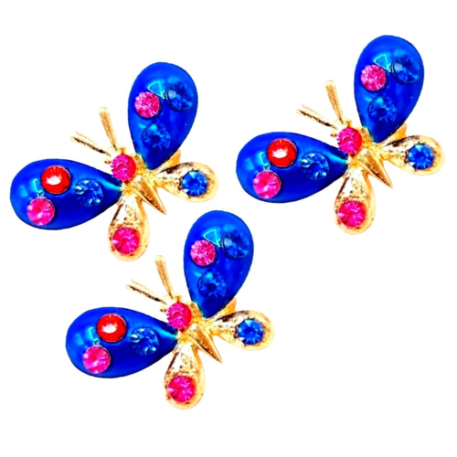 Bjuterie Cadou Femei Doamne Primavara 1 8 Martie Brosa cu Cristale Strasuri Multicolore Fluture Albastra Martiso