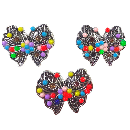 Brosa Martisor Fluture cu Margele Multicolore din Metal Cadou Doamne