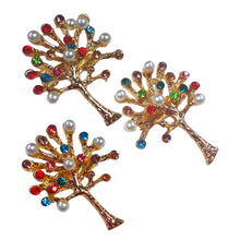 Încărcați imaginea în Galerie, Bjuterie Cadou Femei Doamne Primavara 1 8 Martie Brosa Martisor cu Cristale Strasuri Multicolore Copacul Vietii cu Perle Primavara