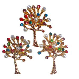 Bjuterie Cadou Femei Doamne Primavara 1 8 Martie Brosa Martisor cu Cristale Strasuri Multicolore Copacul Vietii cu Perle